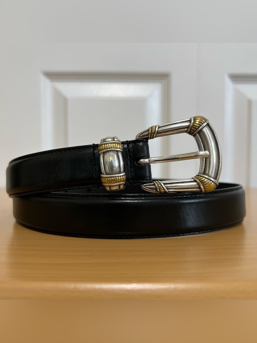 Fossil Women’s Black Leather Belt with Rope Buckle Size Small